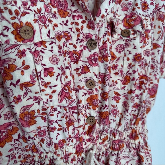 Jessica Simpson | Floral Linen Blend Short Sleeve Romper Size Medium - Picture 5 of 7